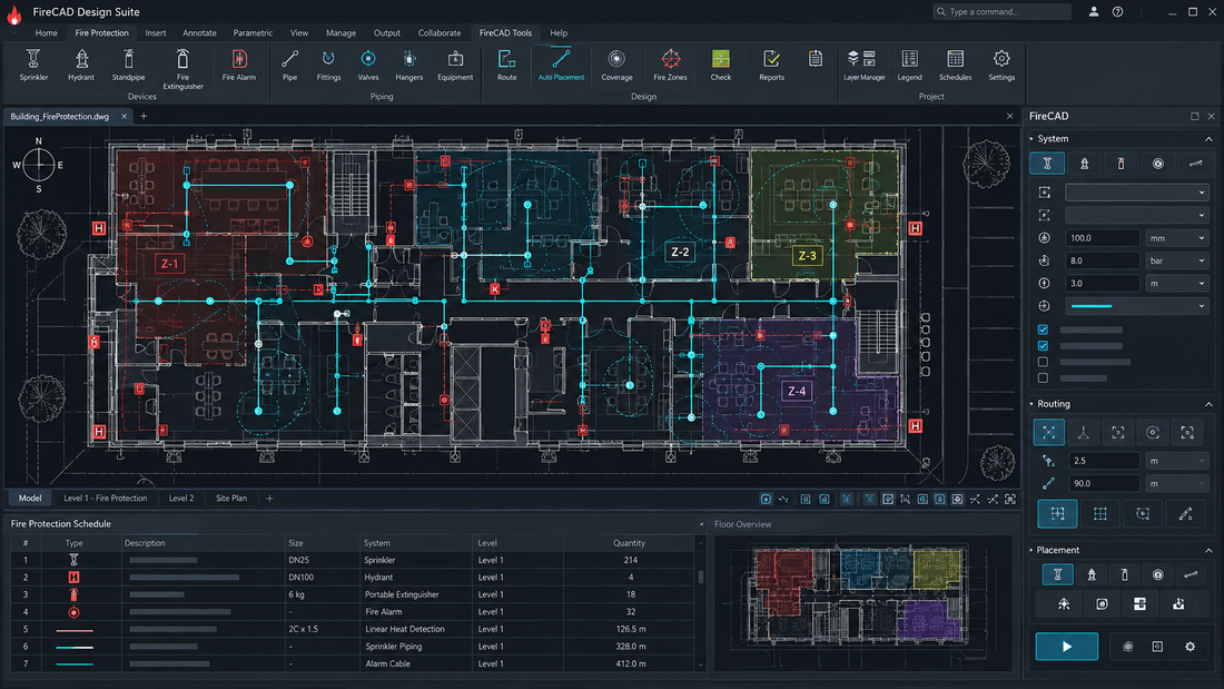 FireCAD Design Suite engineering software interface.